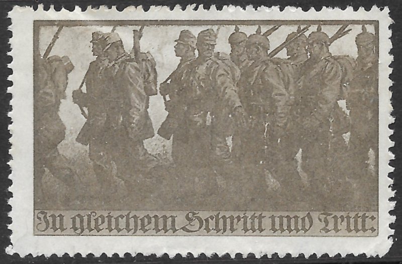 Germany World War 1 Cinderella Poster Stamp, In Gleichen Schritt und Tritt