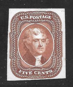 #42P4 VF 5¢ THOMAS JEFFERSON-PROOF on CARD-1st Issue Reprint-NGAI SC $85 (#42P4)