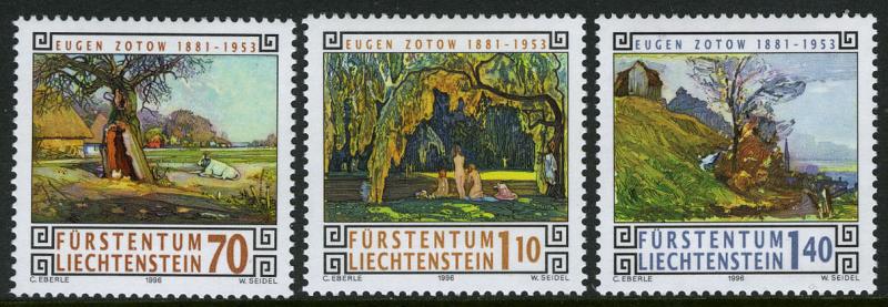 Liechtenstein 1089-1091, MI 1138-1140, MNH. Paintings by Eugen Zotov, 1996