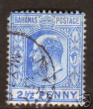 Bahamas Sc 46 used 1907 2½p ultra KEVII