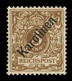 German Colonies, Caroline Islands #1a (Mi. 1I) Cat€750, 1899 3pf light brow...