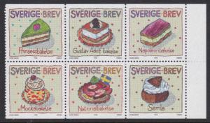 Sweden #2299a block of 6 F-VF Mint NH ** Pastries