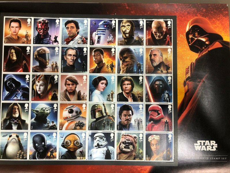 2019 Star Wars Great Britain Complete Stamp Set of 30 MNH