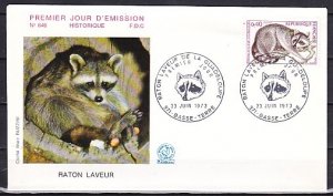 France, Scott cat. 1369. Raccoon issue. First day cover. ^