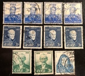 Ireland Scott# 161, 163, 165, 167 Used F/VF Lot of 11 stamps Cat. $8.25