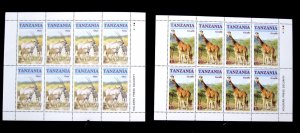 TANZANIA - SCOTT#319-322a - MIN SHEETS, SOUVENIR SHEET - MNH - CAT VAL $10.85