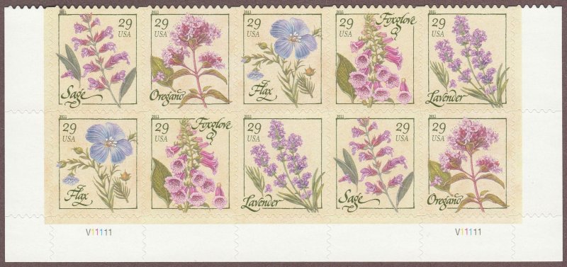 4505-09 4509a Herbs Plate Block of 10 MNH