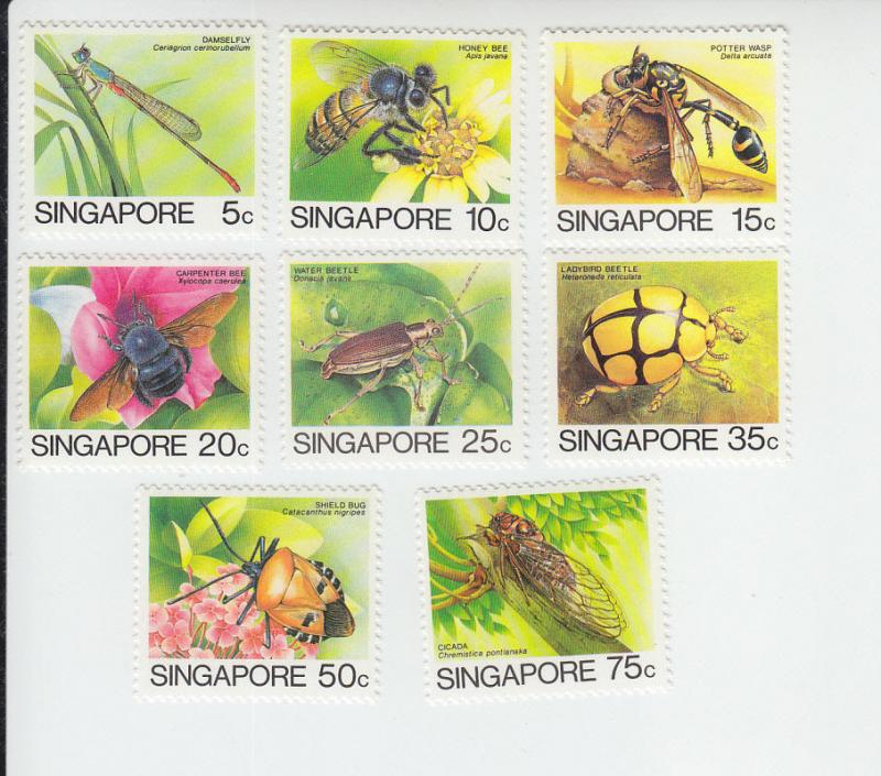 1985 SIngapore Insects (8) (Scott 453-60) MNH