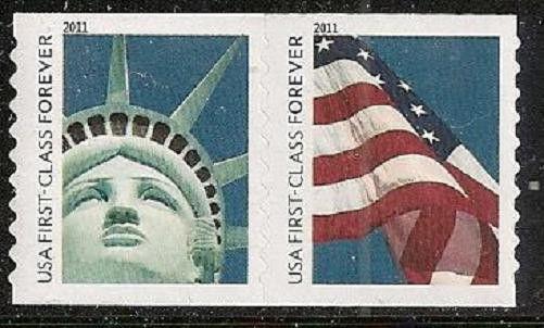 US 4486-4487 4487a Lady Liberty & Flag forever pair set (from APU coil) MNH 2011