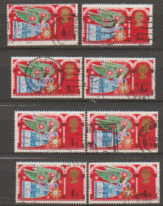 Great Britain SG 812 assortment of printing offsets and cancels