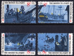 SC#1480-83 8¢ Boston Tea Party Singles (1973) MNH