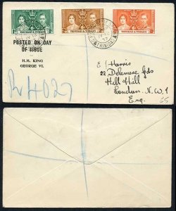 Trinidad and Tobago 1937 Coronation on a Cover