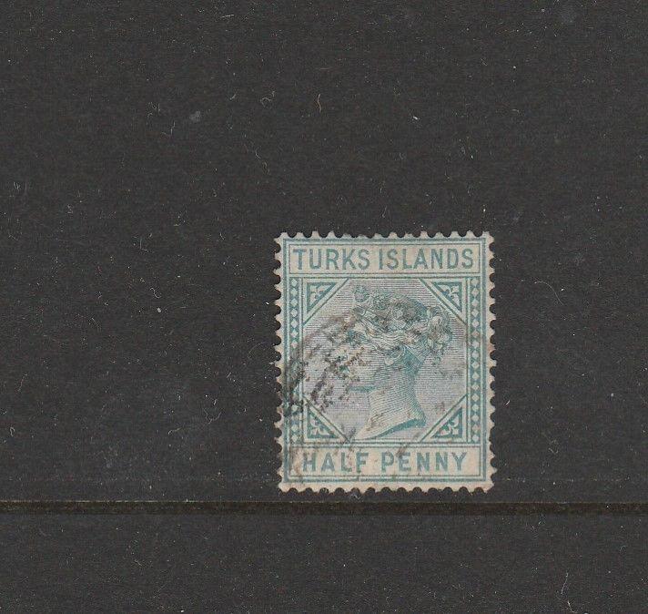 Turks islands 1882/5 1/2d Blue Green Used, SG 53, see note