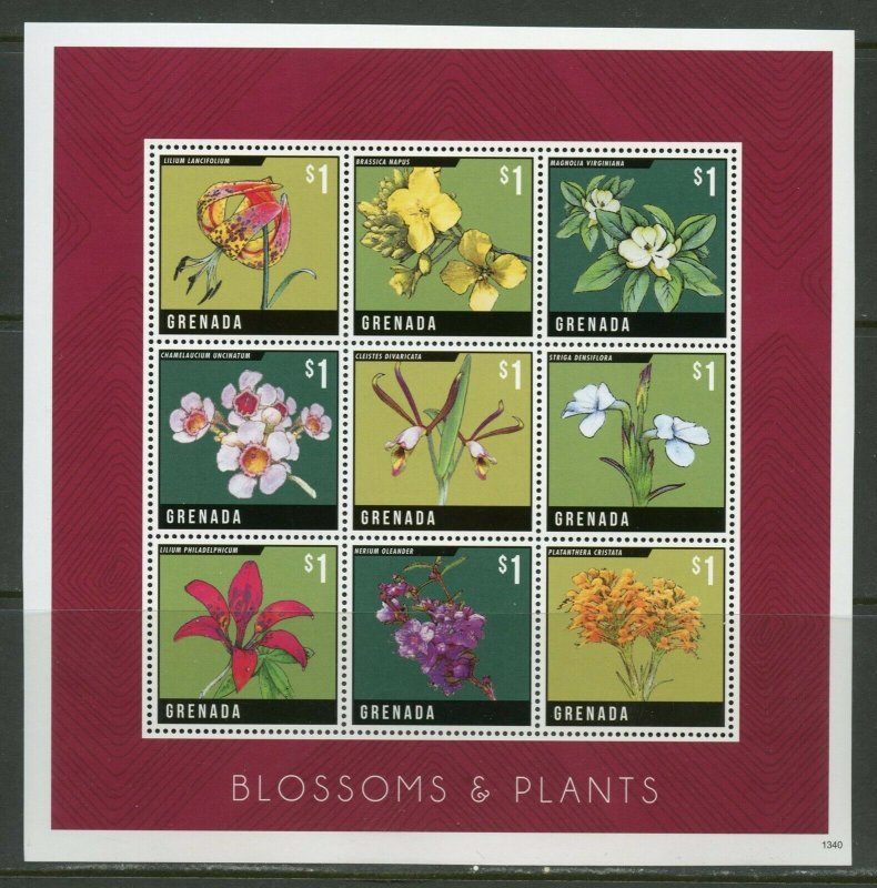 GRENADA  BLOSSOMS  AND PLANTS  SHEET  MINT NH 