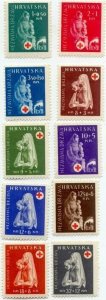 Croatia Scott #B42-B51 Semi-Postal MNH 1943 Topic Nursing , Red Cross