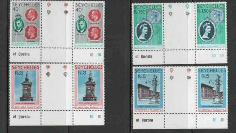 SEYCHELLES #413-416 1978 QEII CORONATION 25TH ANNIV. MINT VF NH O.G bb GUTTER