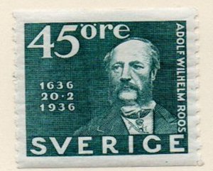 Sweden Sc 259 1936 45 ore myrtle green Roos stamp mint