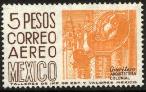 MEXICO C266 $5Pesos 1950 Def 4th Issue Fluorescent uncoated. MINT, NH. VF.