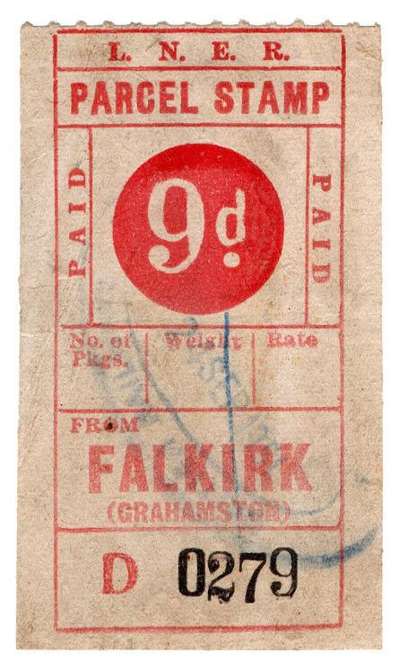 (I.B) London & North Eastern Railway : Parcel Stamp 9d (Falkirk)