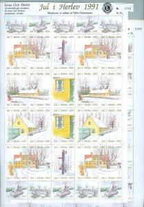 Denmark. 2 Christmas Sheet Mnh 1991. Lions Club. Local Herlev. Damaged Sheet.