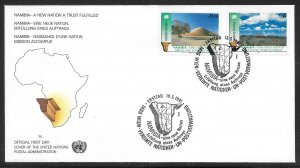 UN Vienna 114-115 Namibia FDC Geneva Cachet