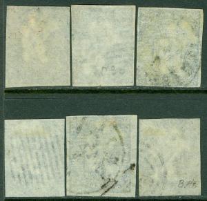 NORWAY : Nice group of 6 stamps of Scott #1.