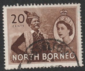 North Borneo Scott 269 - SG380, 1954 Elizabeth II 20c used