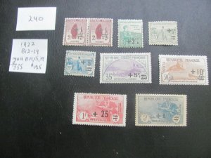 FRANCE 1922 MNH/HINGED SC B12-19 SET (B14,B15,B19 MNH) VF/XF $335 (240)