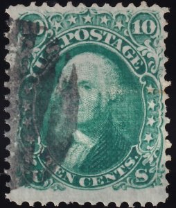 USA Stamp 1867 / 10 c Washington ☀ Scott 96 Used stamp / Grill about 11 x 13mm