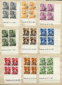 GERMANY SAAR 1947 OVERPRINT SET OF 13 STAMPS SCOTT 175-187 VFU DATE BLOCKS