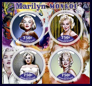 Stamps. Marlyn Monroe 1+1 sheets perf 2021 year Niger