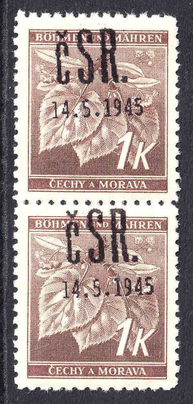 BOHEMIA & MORAVIA 51 PAIR FALKNOV 1945 OVERPRINT OG NH U/M F/VF+