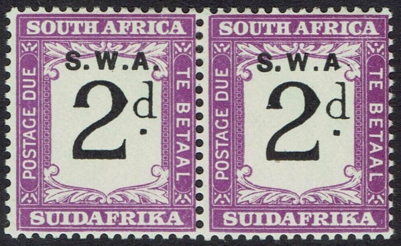 SOUTH WEST AFRICA 1928 POSTAGE DUE 2D PAIR ERROR NO STOP AFTER A