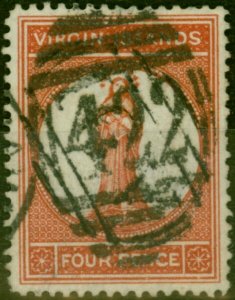 Virgin Islands 1887 4d Brown-Red SG37 Fine Used 'Cancelled on Arrival in King...