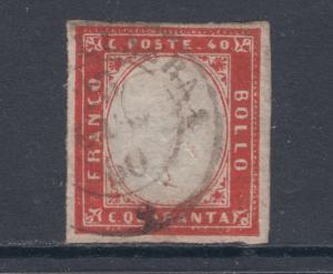 Sardinia Sc 13d used 1855-1857 40c vermilion King Victor Emmanuel II