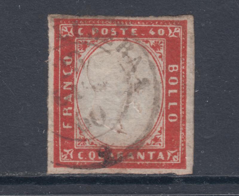 Sardinia Sc 13d used 1855-1857 40c vermilion King Victor Emmanuel II