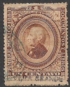 MEXICO 1883 1c Hidalgo Revenue DO84 VETA GRANDE Control Used