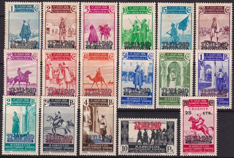 Spanish Morocco 1940 Sc 214-29,E10 set MLH*