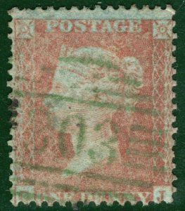 GB QV Penny Red SG.22 1d (GJ) sc14 *GREEN* IRISH SPOON Used Cat £550+ LRED59