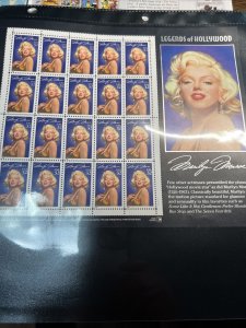 Scott # 2967-Legends of Hollywood-Marilyn Monroe-Sheet of (20) 32 Cents-MNH-1995