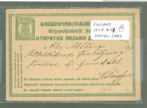 Finland  1872 8 pen green on yellowish, crease