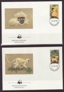 Bhutan 413-416 Monkey 1984 WWF S/4 U/A FDC