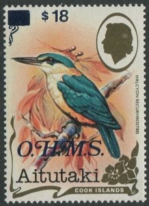 Aitutaki OHMS 1985 SGO37 $18 on $5 Kingfisher MNH