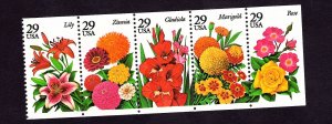 2829-33 Summer Garden Flowers  Pane of 5 MNH 