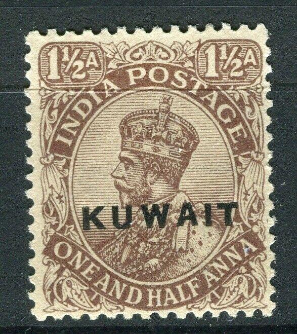 KUWAIT; 1923-24 early GV India Optd. issue Mint hinged 1.5a. value