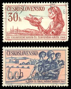 CZECHOSLOVAKIA 986-87 VF/USED - 1960 Red Cross Nurse & Firefighters