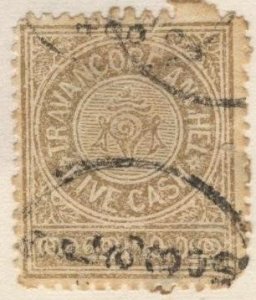 India: Travancore 21 (used) 5ca conch shell, bister (1921)