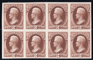 1870-71 2c red-brown Jackson M/NG/NH imperf Plate Proof block of (8) SC146P3