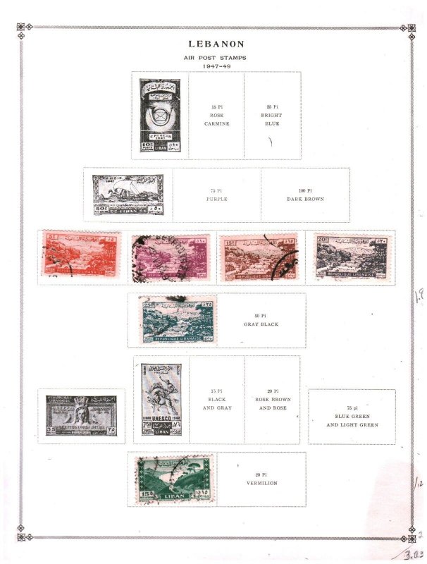Collection, LEBANON Part B Scott Pages, 1930/1961, Cat $68, Mint & Used, BOB