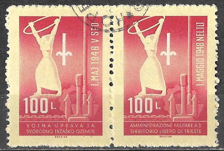 Yugoslavia Trieste Zone B 1948 Used Pair Stamps Scott #1 International Labor Day